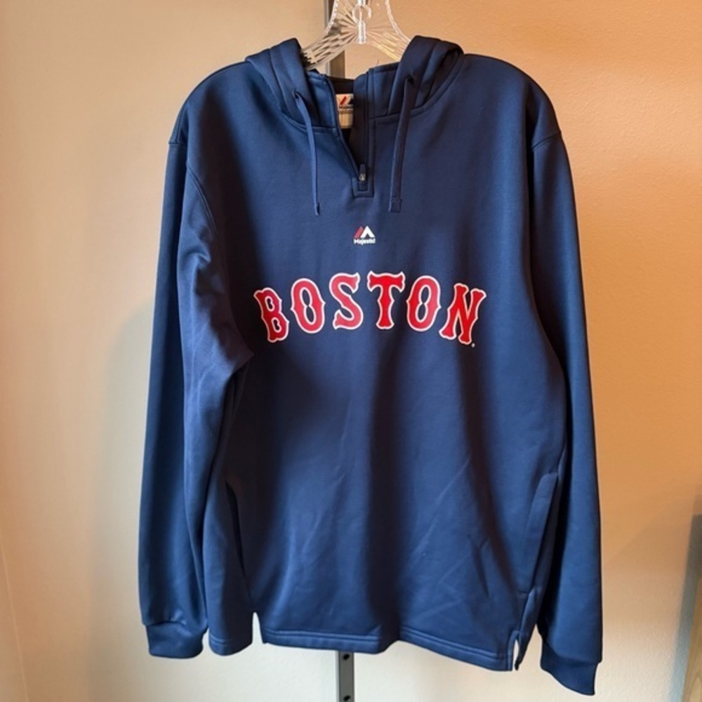 Majestic Boston Red Socks navy blue 1/4 zip hoodie size medium